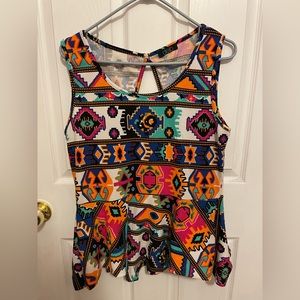 Deb multi colored aztec design top